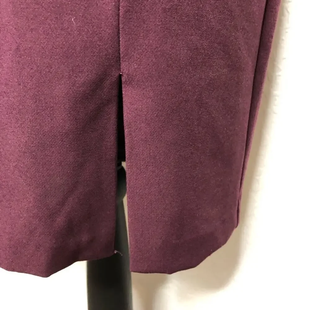 WHBM wine maroon purple bell sleeve midi sheath dress size 6